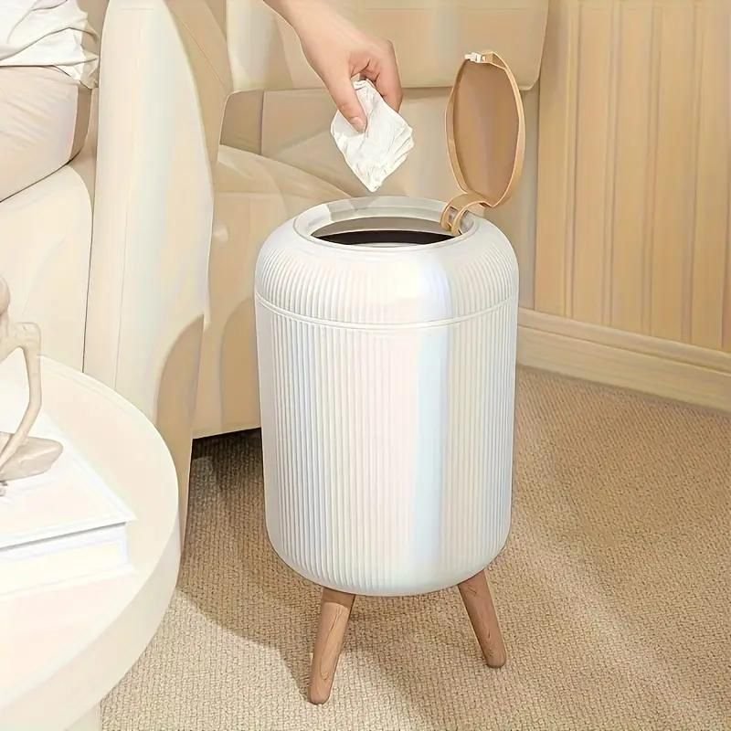 10 Litre Plastic Dustbin with Lid | Waste Basket for Home, Office & Bathroom | Durable Garbage Bin | Lightweight Trash Can | White