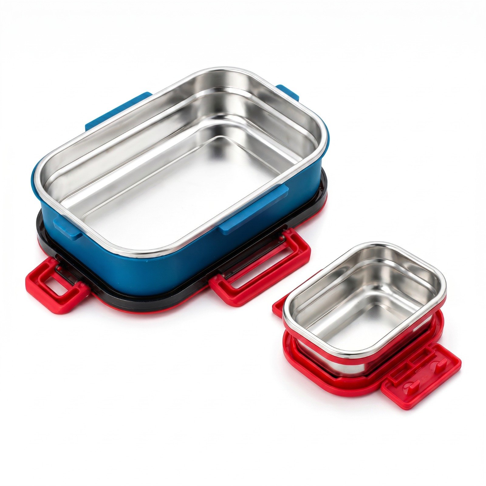 Stainless Steel Insulated Lunch Box with Secure Locking Lid & Carry Handle – Leak-Proof Food Container for School, Office, Travel & Picnic – 550 + 200 ml
